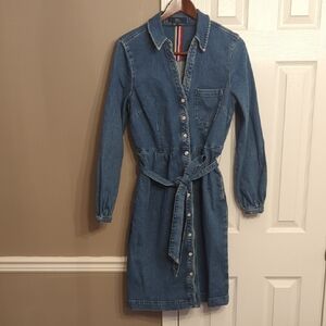 Boden Blue Denim Long Sleeve Dress Western Country Concert